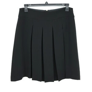 Debbie Shuchat Skirt Womens 14 Black Crepe Pleated Lined Back Zip Preppy Career
